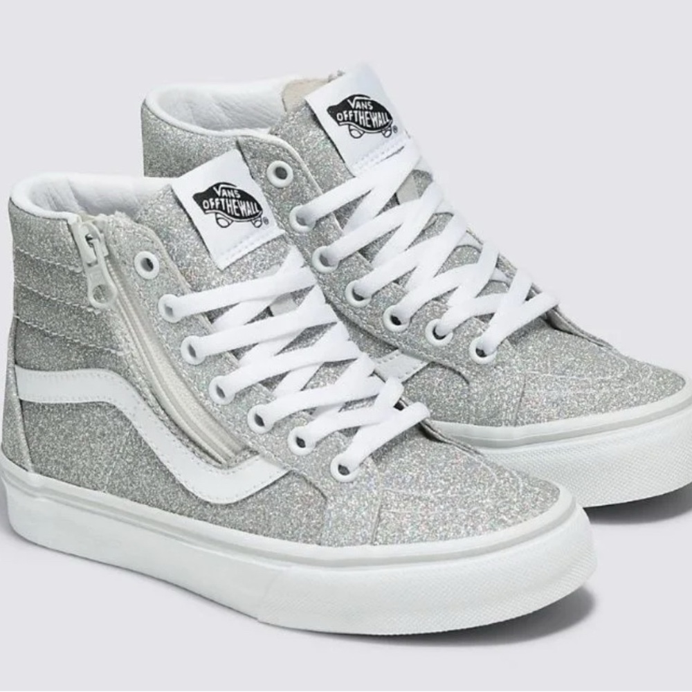 Vans Kids Glittery Silver High-Top Sneakers